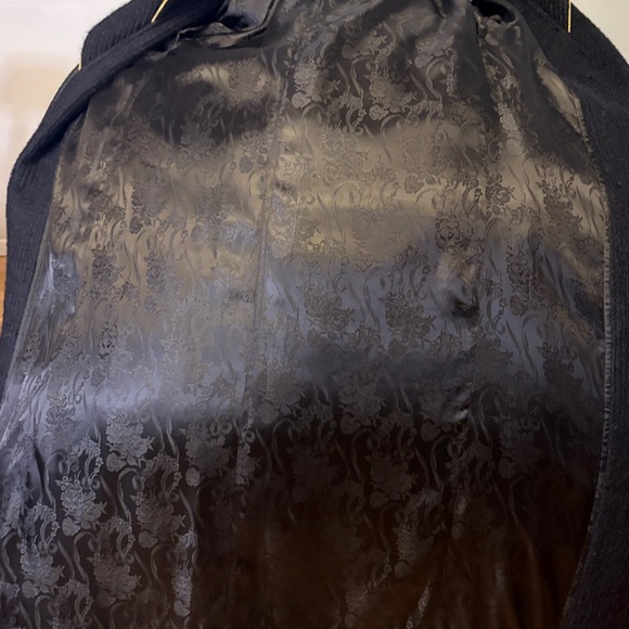 Custom black coat with gold trim full length Y2K medium shoulder pads - Picture 6 of 11